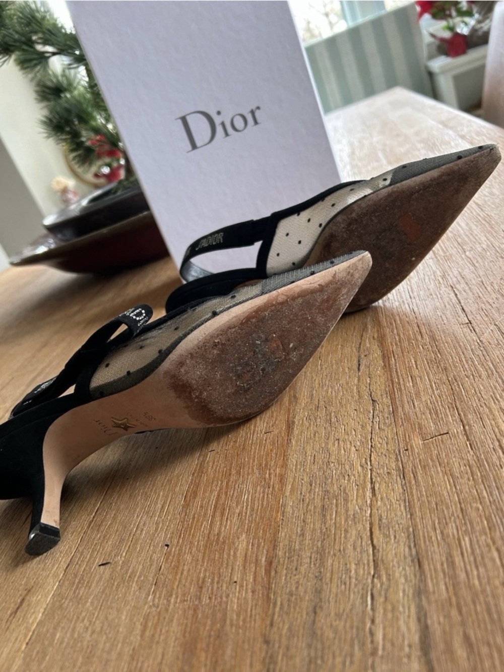 CHRISTIAN DIOR J’Adior Polka Dot Mesh Slingback - 39.5/ US 9 - Very Good Cond - Picture 5 of 8